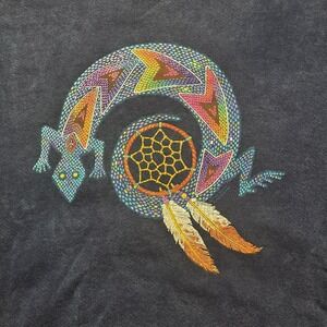 Vintage 90s Gecko Dreamcatcher Sweatshirt Blue Men's XL Fruit of the Loom Faded